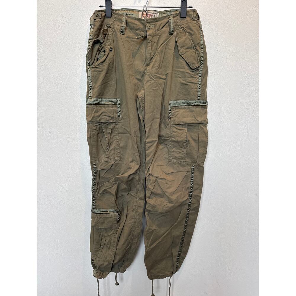 Abercrombie & Fitch Olive Green Satin Trim Cargo Pants Size 8L 29